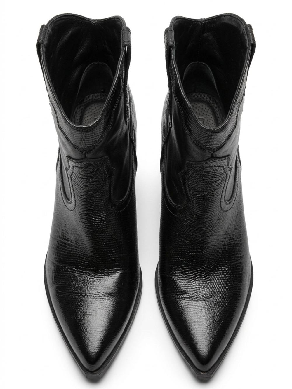 Marc Fisher Black Pointed-Toe Western Ankle Booties